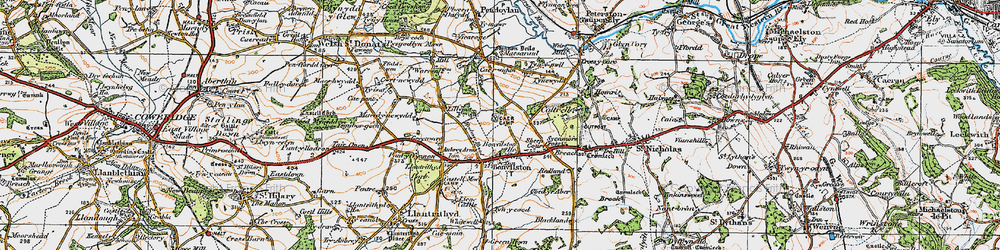 Old map of Bonvilston in 1922