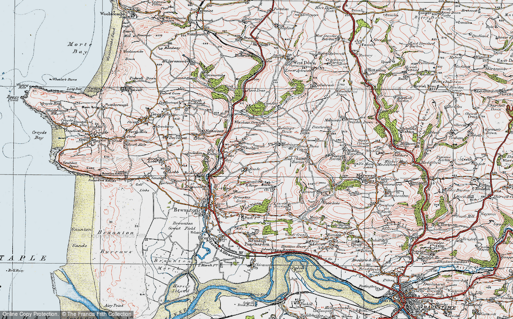 Old Map of Historic Map covering Winsham Down Ho in 1919