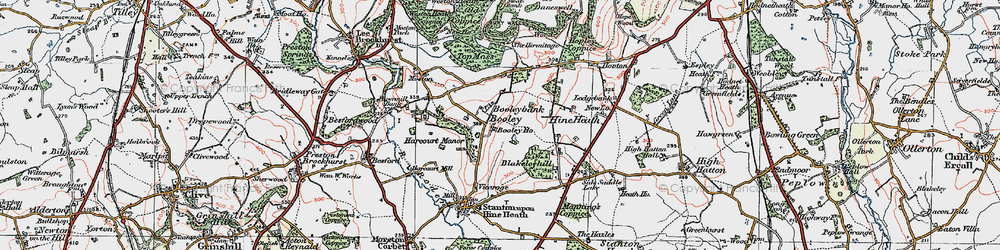 Old map of Booley Ho in 1921