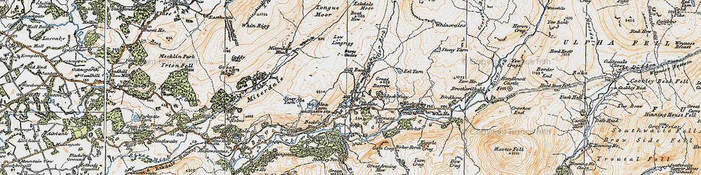 Old map of Whillan Beck in 1925