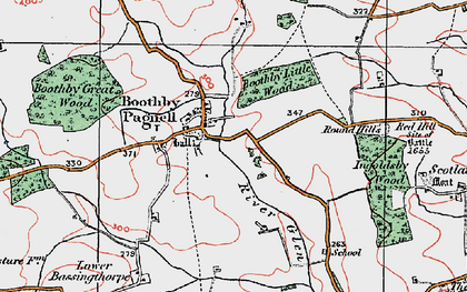 Old map of Boothby Pagnell in 1922