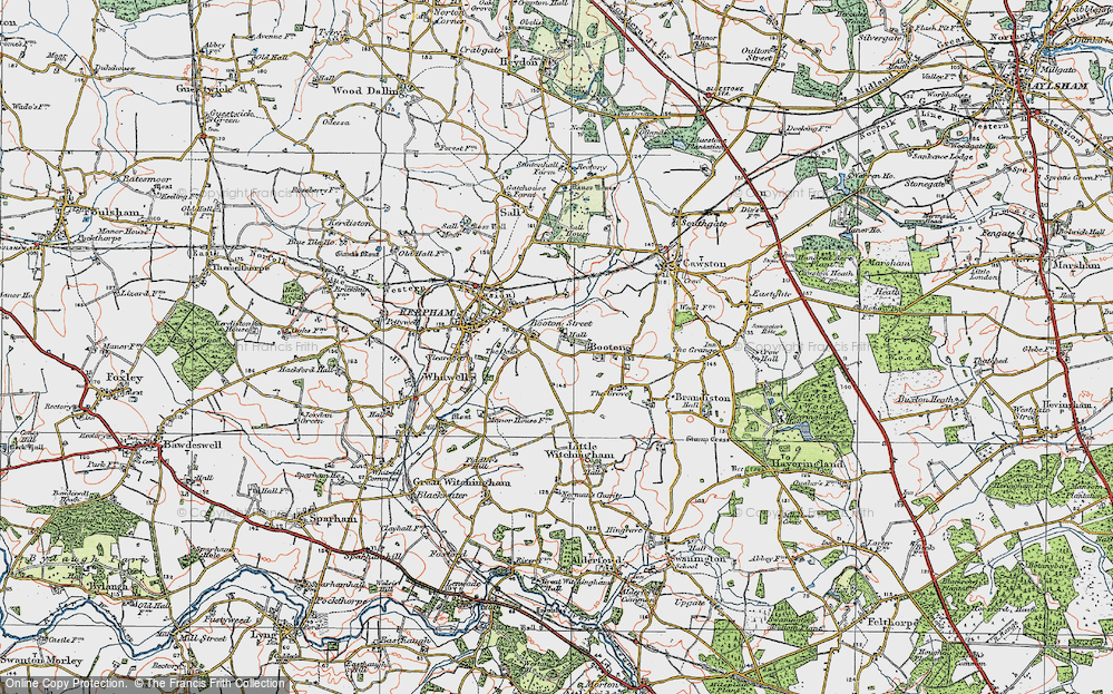 Old Map of Booton, 1922 in 1922