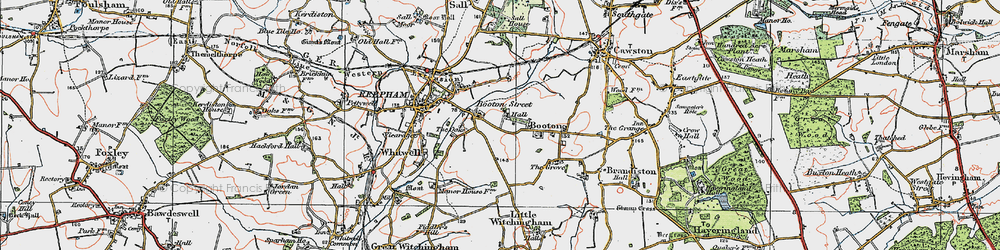 Old map of Booton in 1922