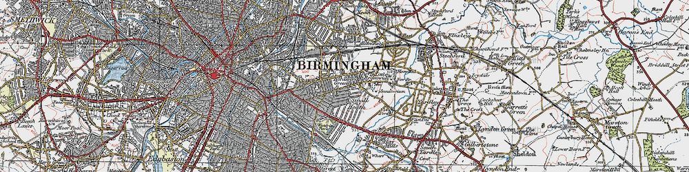 Old map of Bordesley Green in 1921
