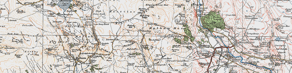 Old map of Malham Moor in 1925