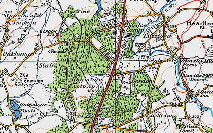 Old map of Bordon in 1919