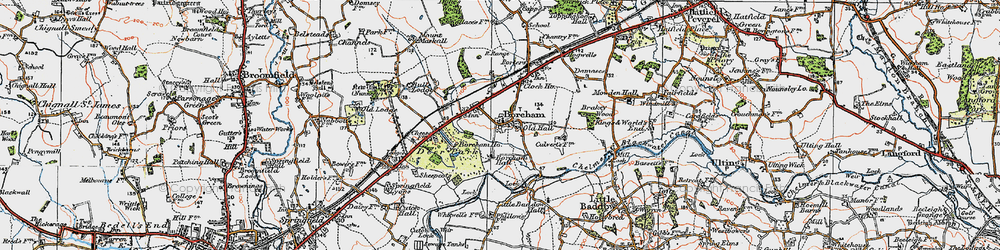 Old map of Boreham Hall in 1921