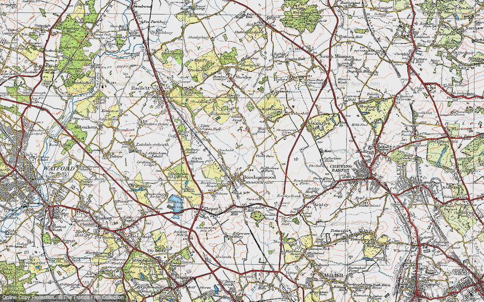 Old Map of Borehamwood, 1920 in 1920