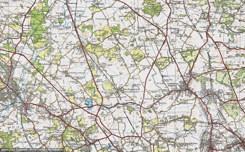 Historic Ordnance Survey Map of Borehamwood, 1920