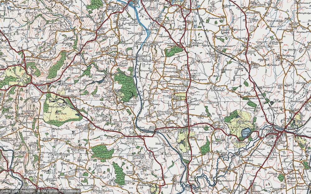 Old Map of Historic Map covering Boreley Ho in 1920