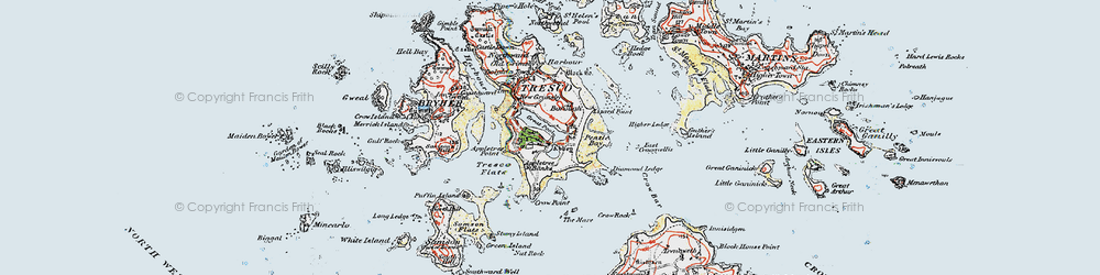 Old map of Tresco in 1919