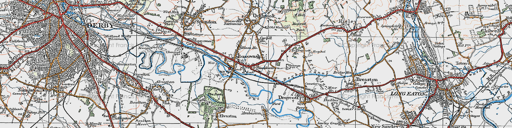 Old map of Borrowash in 1921