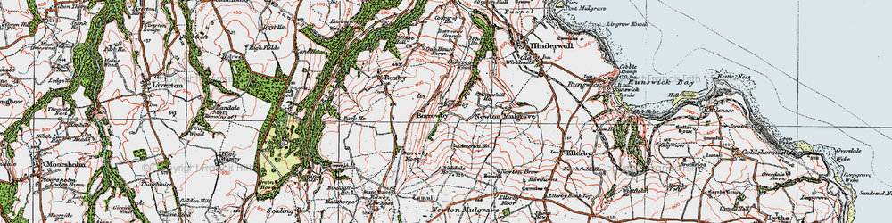 Old map of Borrowby Moor in 1925