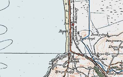 Old map of Borth in 1922