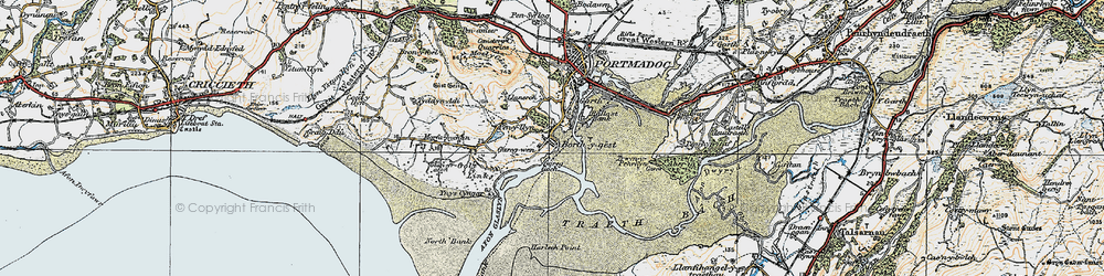 Old map of Borth-y-Gest in 1922
