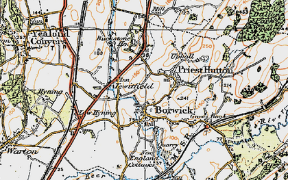 Old map of Borwick in 1924