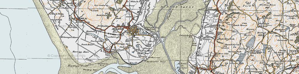 Old map of Borwick Rails in 1925