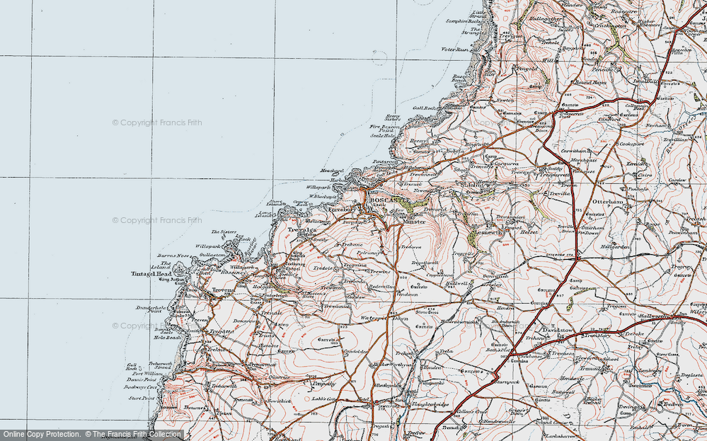Old Map of Boscastle, 1919 in 1919