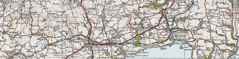 Old map of Boscoppa in 1919