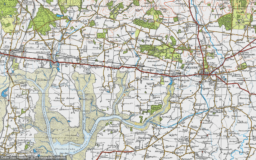 Old Map of Bosham, 1919 in 1919