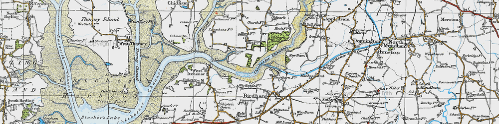 Old map of Bosham Hoe in 1919