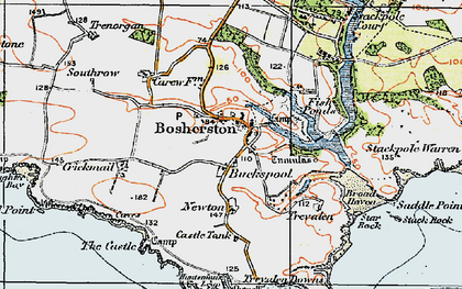 Old map of Bosherston in 1922