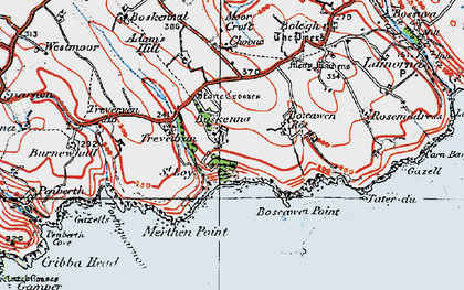 Old map of Boskenna in 1919