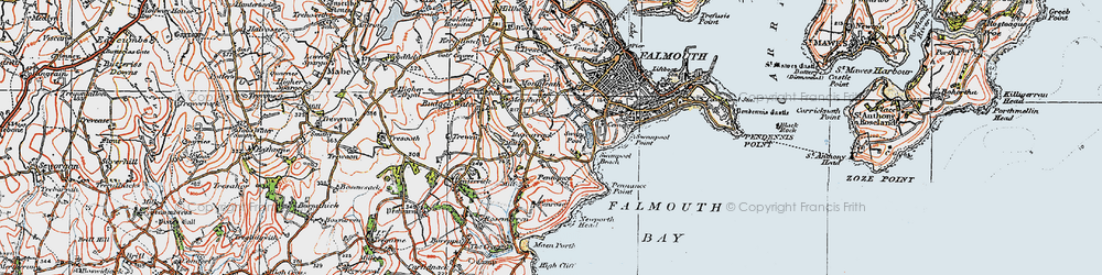 Old map of Swanpool Point in 1919