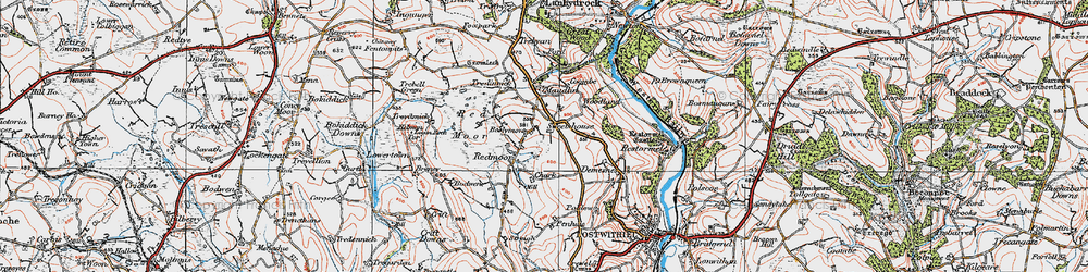 Old map of Boslymon in 1919
