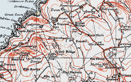 Old map of Mên Scryfa in 1919