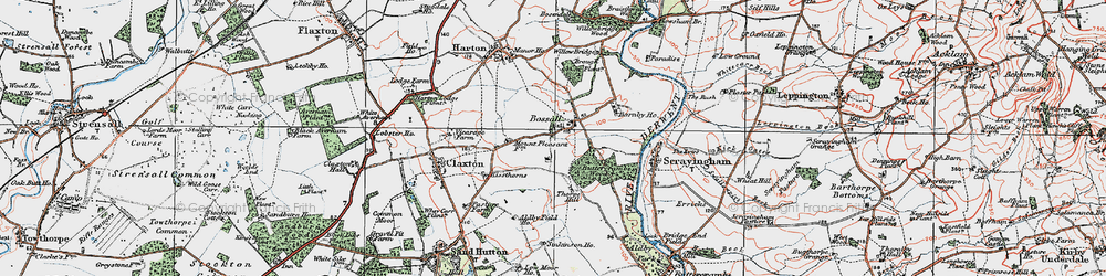 Old map of Bossall in 1924