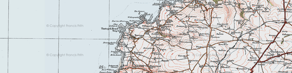 Old map of Bossiney Haven in 1919
