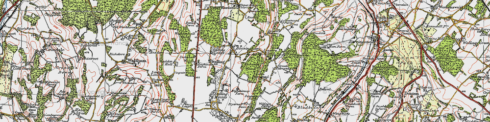 Old map of Bossingham in 1920