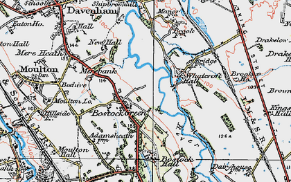 Old map of Bostock Green in 1923