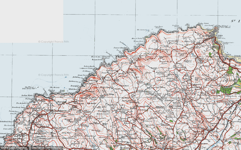 Old Map of Boswednack, 1919 in 1919