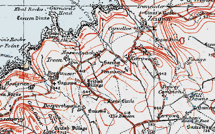 Old map of Boswednack in 1919