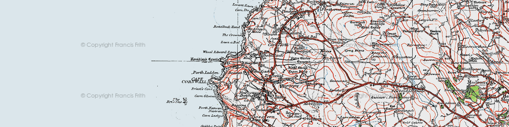 Old map of Wheal Edward Zawn in 1919