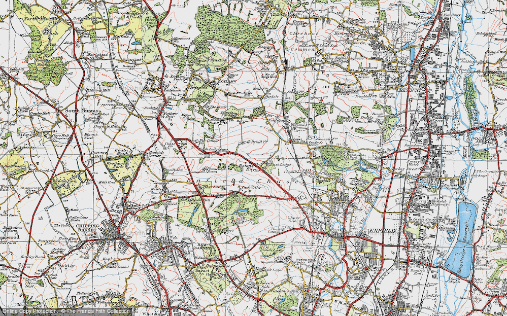 Old Map of Historic Map covering Barvin Hill in 1920