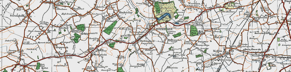 Old map of Botesdale in 1920