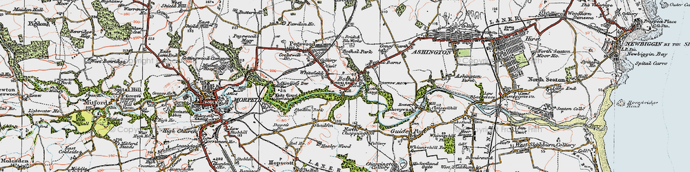 Old map of Bothal in 1925