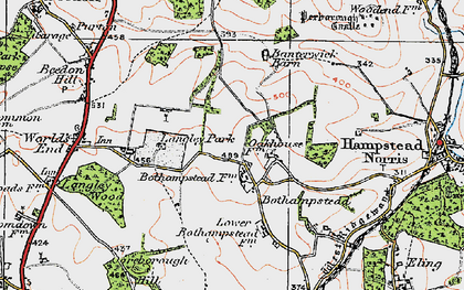 Old map of Ashridge Wood in 1919