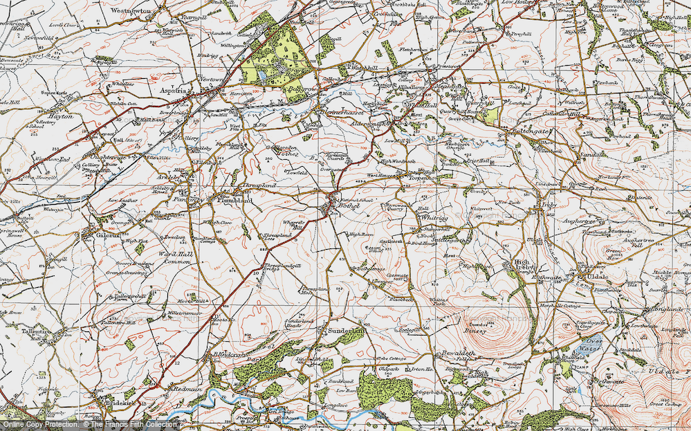 Old Map of Historic Map covering Bothel Craggs in 1925