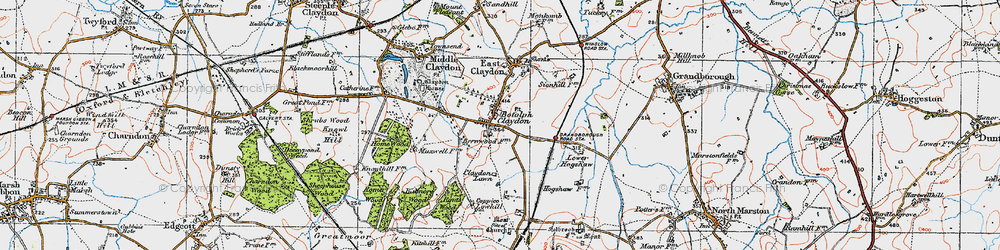 Old map of Botolph Claydon in 1919