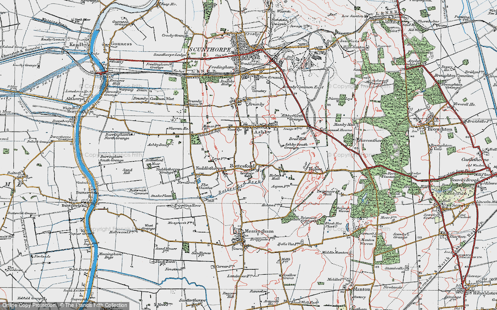 Old Map of Bottesford, 1923 in 1923