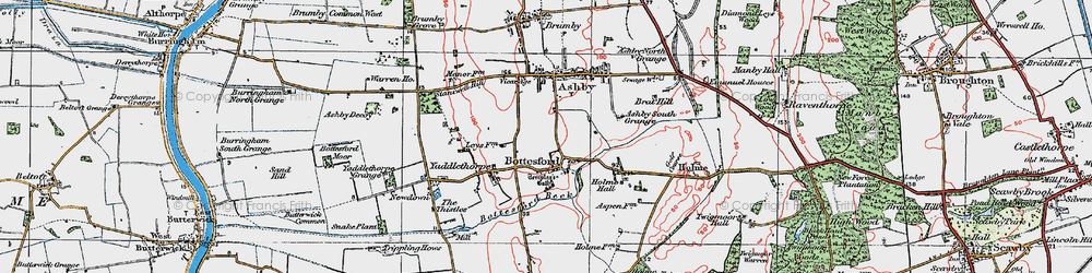 Old map of Bottesford in 1923