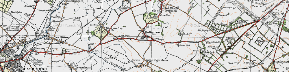 Old map of Bottisham in 1920
