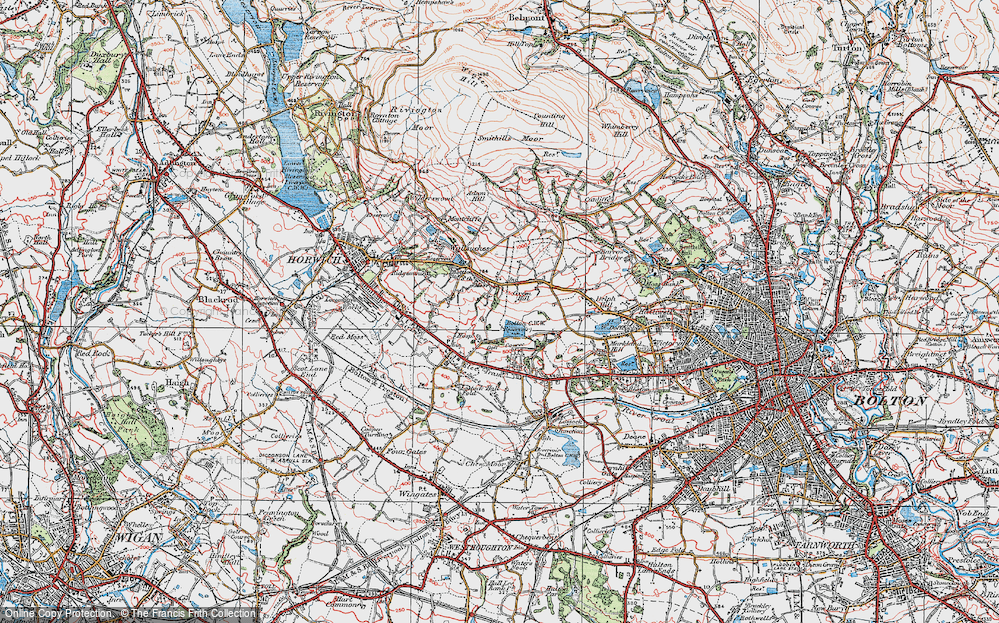Old Map of Bottom o' th' Moor, 1924 in 1924