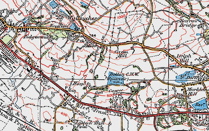 Old map of Bottom o' th' Moor in 1924