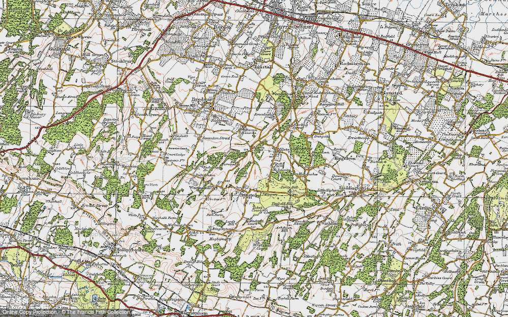 Old Map of Bottom Pond, 1921 in 1921