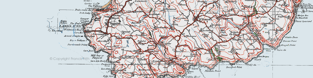 Old map of Bottoms in 1919